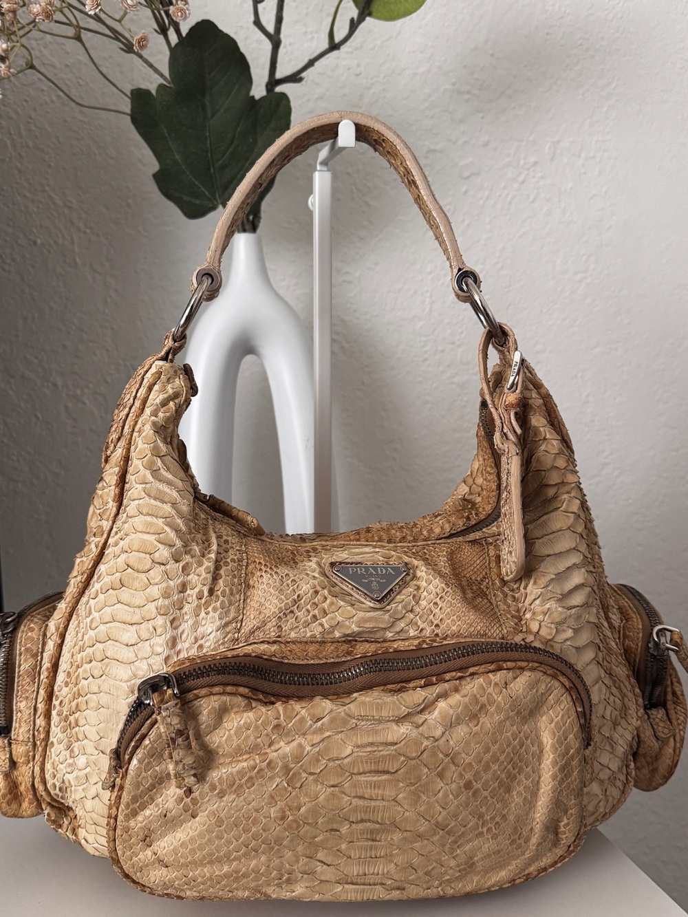 Prada Beige Cargo PythonShoulder Bag